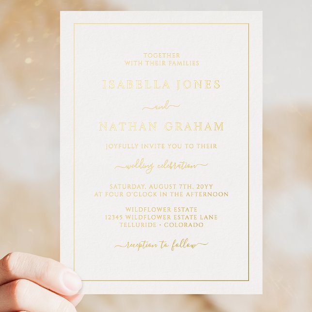 Simple Elegant Gold Wedding Foil Invitation (Simple Elegant Gold Wedding Foil Invitation by Painted Paperie
)