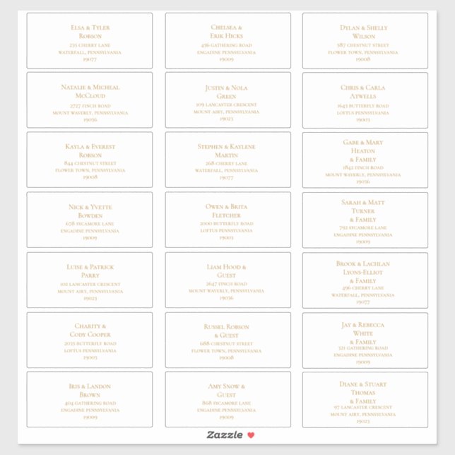 Simple Elegant | Gold Wedding Guest Address Labels (Sheet)