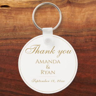 Simple Elegant Gold Wedding Thank you Keychain