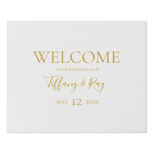 Simple Elegant Gold Welcome Faux Canvas Print
