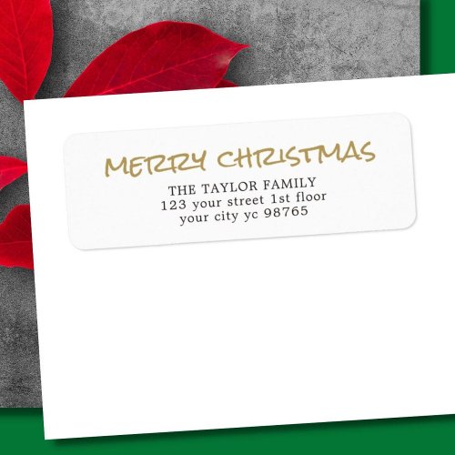 Simple Elegant Gold White Christmas Label