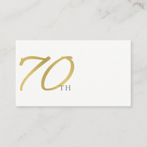 SIMPLE ELEGANT GOLD WHITE TYPOGRAPHY 70 BIRTHDAY PLACE CARD