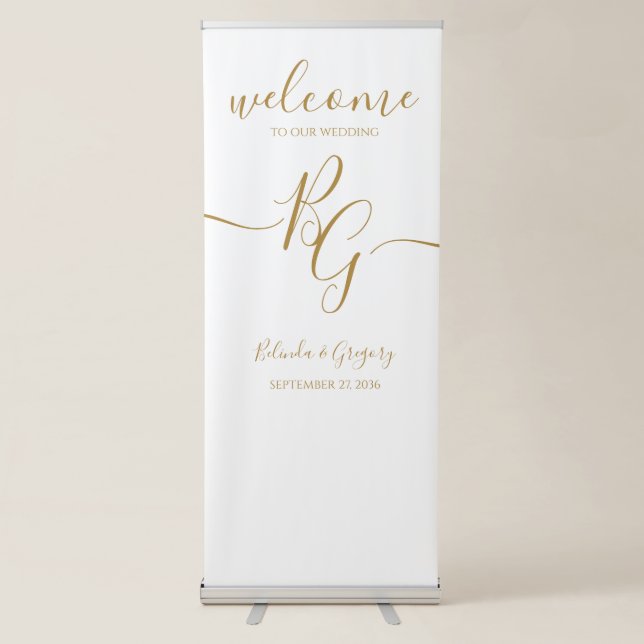 Simple Elegant Golden Initial Wedding Welcome Sign (Front)