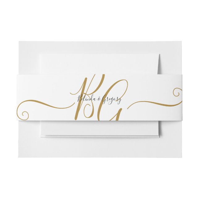 Simple Elegant Golden Initials Wedding Invitation Belly Band | Zazzle Simple Elegant Golden Initials Wedding  Invitation Belly... 