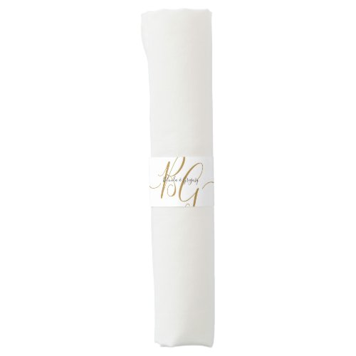 Simple Elegant Golden Initials Wedding  Napkin Bands