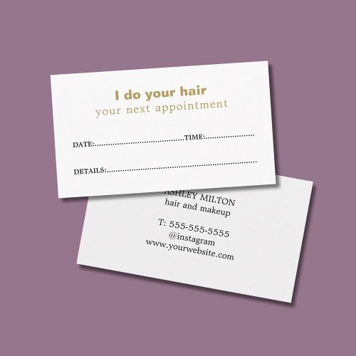 Simple Elegant Golden White Beauty Appointment Card