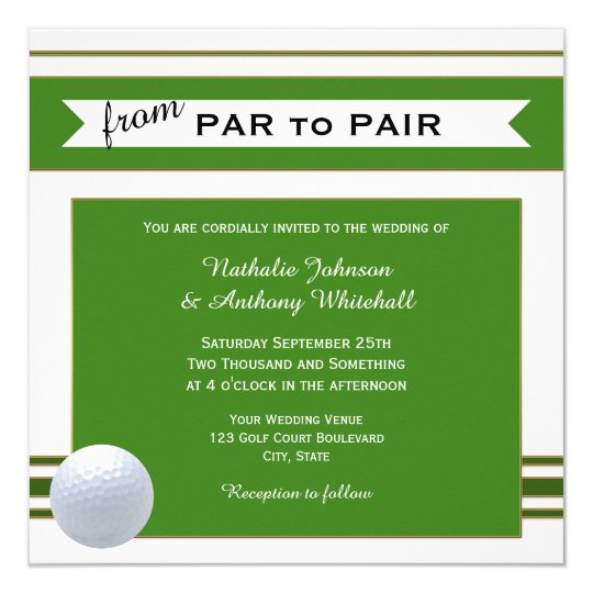 Golf Invitations Announcements Zazzle Simple Elegant Golf Theme Wedding Invitation