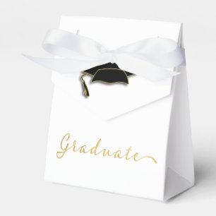 Simple Elegant Grad Hat Gold Graduate Favor Boxes