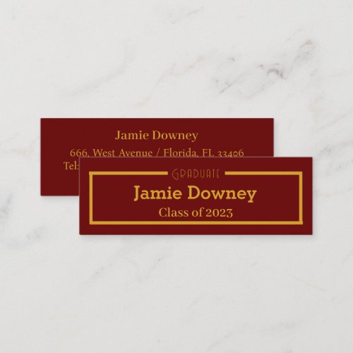 Simple  Elegant Graduate Gold  Black Name Card