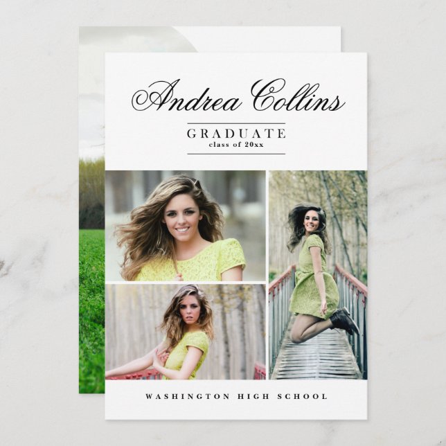 Simple & Elegant Graduate, Graduation Announcement (Front/Back)