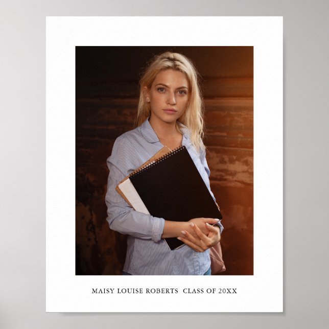 Simple Elegant Graduate Photo and Name  Poster (Front)