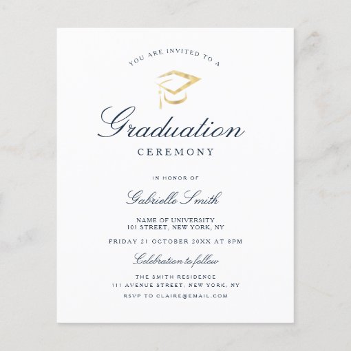 simple elegant graduation ceremony invitation | Zazzle