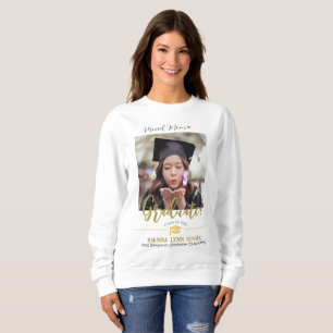 Simple Elegant Graduation gold Cap Thanks Script Sweatshirt
