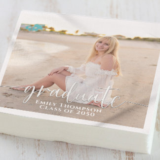 Simple Elegant Graduation Photo Minimalist Custom Napkins