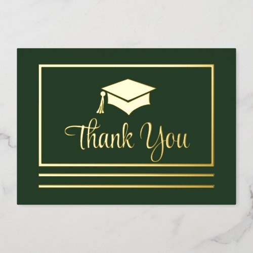 Simple Elegant Graduation Thank You Foil Postcard