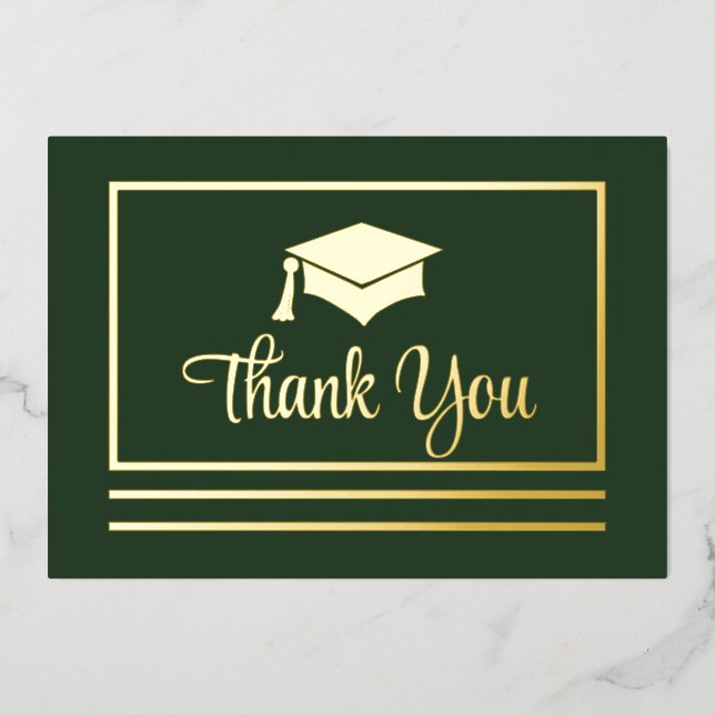 Simple Elegant Graduation Thank You Foil Postcard (Front)