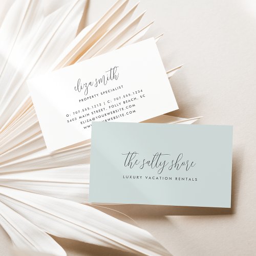 Simple Elegant Gray Calligraphy Script Business Card