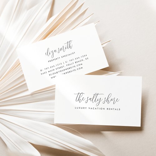 Simple Elegant Gray Calligraphy Script Business Card