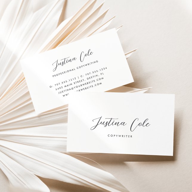 Simple Elegant Gray Calligraphy Script Business Card (Creator Uploaded)