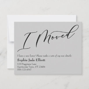 Simple Elegant Gray I Moved New Address Card