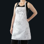 Simple Elegant Gray Marble Modern Apron<br><div class="desc">Modern apron with template fields for a custom name along with "kitchen" or other text over a gray and white marble pattern. This simple yet elegant apron makes a great gift for a wife or mom who loves to cook for her birthday or Mother's Day. The template may also be...</div>