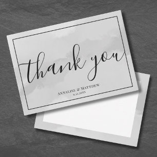Simple Elegant Gray Wedding Thank You Card