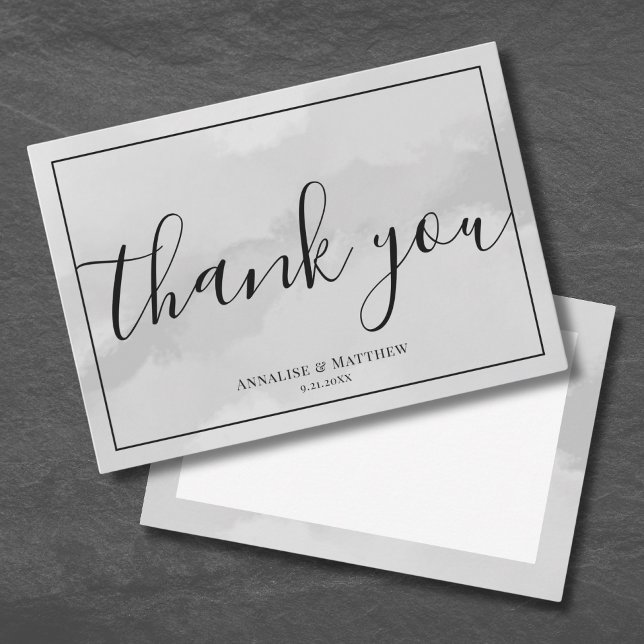 Simple Elegant Gray Wedding Thank You Card (Simple Elegant Gray Wedding Thank You Card)