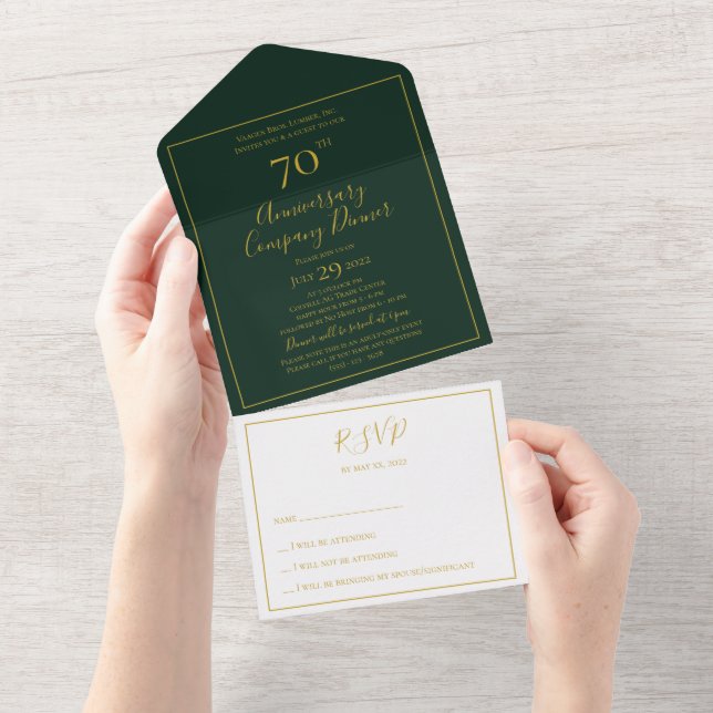 Simple Elegant Green Anniversary Seal And Send All In One Invitation (Tearaway)