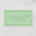 Simple Elegant Green Gray Minimalist Two Monogram Business Card