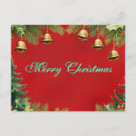 Simple Elegant Green Leaf Decor Merry Christmas Holiday Postcard