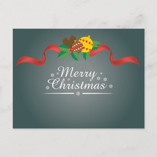 Simple Elegant Green Leaf Decor Merry Christmas Holiday Postcard