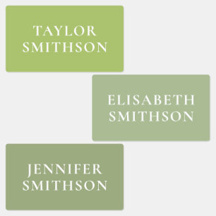  Simple Elegant Green Minimal Add Your Name School Labels
