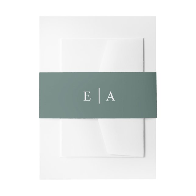 Simple Elegant Green Monogram Wedding Invitation Invitation Belly Band (Front Example)