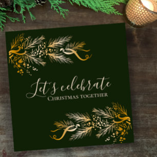 Simple Elegant Green Personalized Christmas Party Invitation
