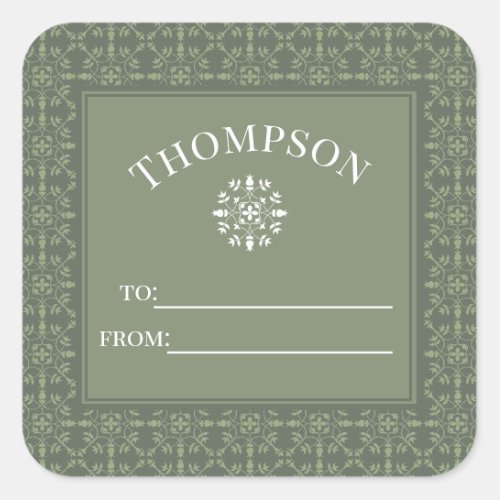 Simple Elegant Green Snowflake Classic Christmas Square Sticker