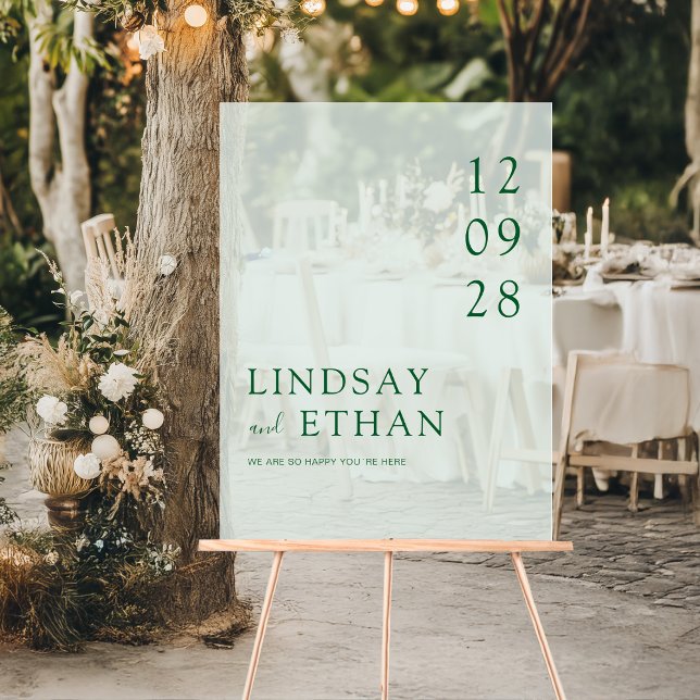 Simple Elegant Green Transparent Wedding Acrylic Sign (Simple Elegant Green Transparent Wedding Acrylic Sign)