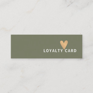 Simple Elegant Green White Faux Gold Heart Loyalty Card