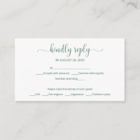 Simple elegant green wording wedding rsvp
