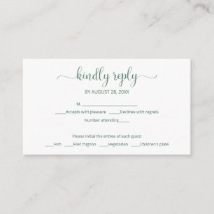 Simple elegant green wording wedding rsvp enclosure card