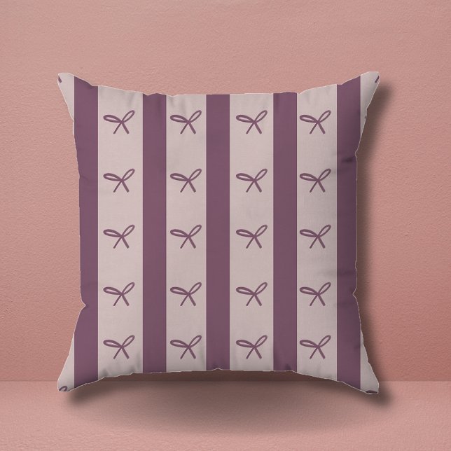 Simple Elegant Greenery Coquette Bows Pattern Throw Pillow (Creator Uploaded)