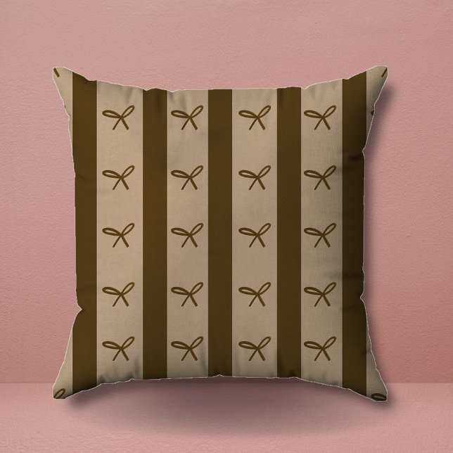 Simple Elegant Greenery Coquette Bows Pattern Throw Pillow (Creator Uploaded)