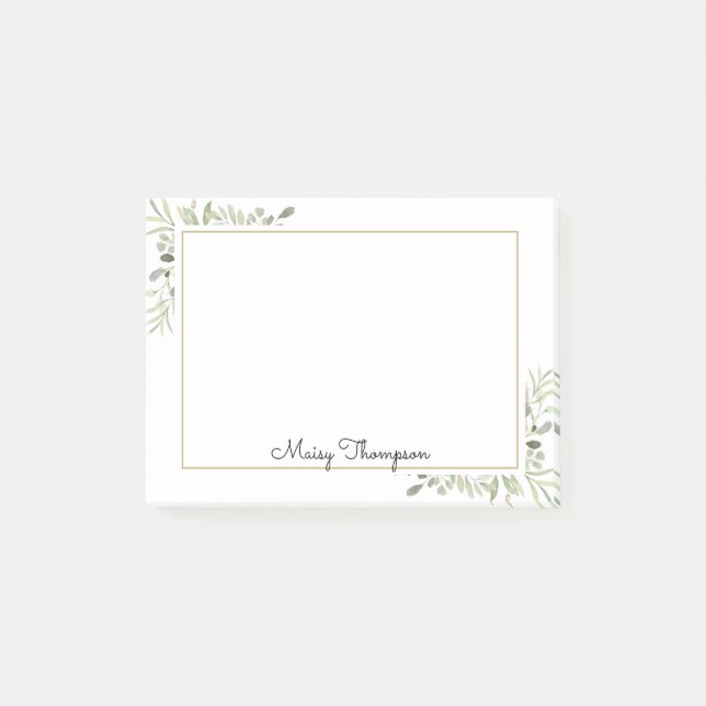 Simple Elegant Greenery Floral Post-it Notes (Front)