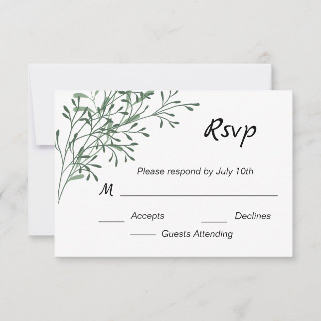 Simple Elegant Greenery RSVP Card (Front)