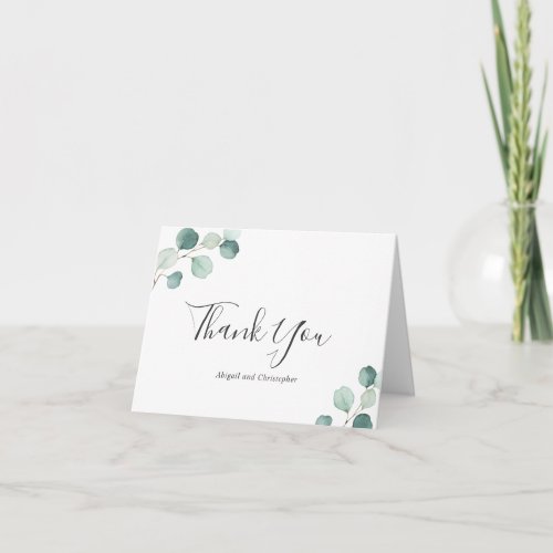 Simple Elegant Greenery Rustic Eucalyptus Wedding  Thank You Card