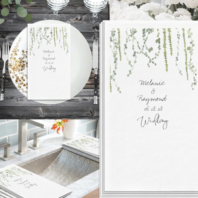 Simple Elegant Greenery Vines Wedding Paper Guest Towels (Creator Uploaded)