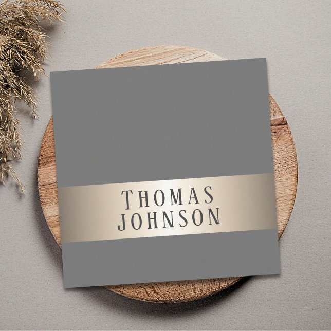Simple Elegant Grey Faux Copper Stripe Consultant Square Business Card (Creator Uploaded)