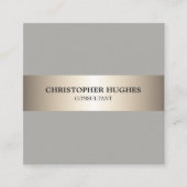 Simple Elegant Grey Faux Copper Stripe Consultant Square Business Card (Front)