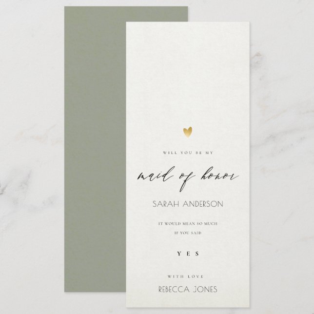 SIMPLE ELEGANT GREY GOLD TYPOGRAPHY maid of honour Invitation (Front/Back)