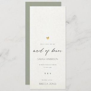SIMPLE ELEGANT GREY GOLD TYPOGRAPHY maid of honour Invitation