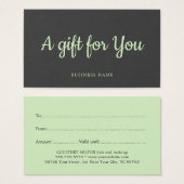 Simple Elegant Grey Green Salon Spa Gift card (Front & Back)